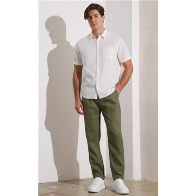 Брюки лен P411-0866 green