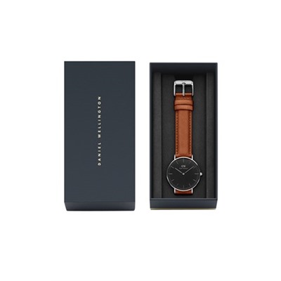 Reloj de cuarzo de piel Classic Durham - Camel y plateado