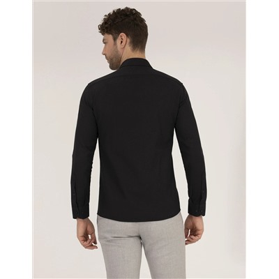 Black Slim Fit Oxford рубашка