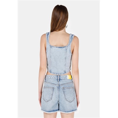 Slim Fit круглая воротника Женщина синяя рубашка
