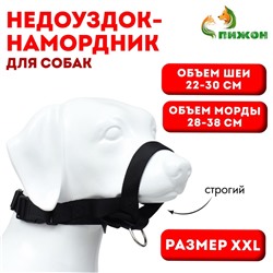 Недоуздок-намордник для собак строгий, размер XXL, ОM  28-38 см, ОШ 22-30 см, черный
