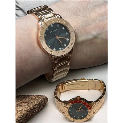 Часы женские на стальном браслете BVLGARI диаметр 3 см Ч5
