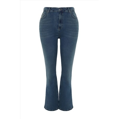 Синяя высокая талия комфорт испанский пахта Flare Fit Jean TBBSS24CJ00046