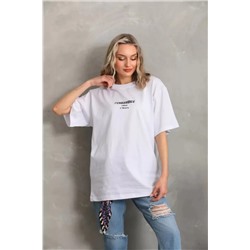 Футболка Oversize с принтом унисекс — белая