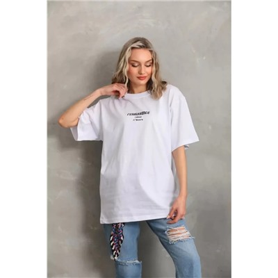 Футболка Oversize с принтом унисекс — белая