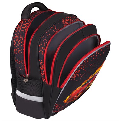 Рюкзак BRAUBERG KIDS MIND с пеналом в комплекте, 2 отделения, "Fiery Road", 40х28х18 см, 273177