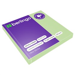 Самоклеящийся блок Berlingo "Ultra Sticky", 75*75мм, 100л., пастель, зеленый