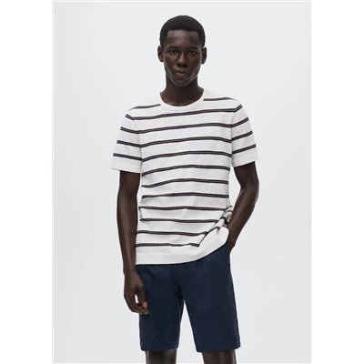 Camiseta algodón punto rayas -  Hombre | MANGO OUTLET España