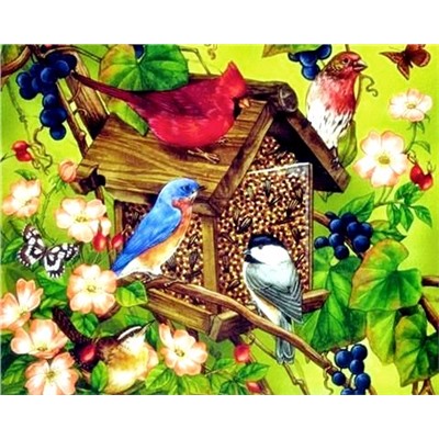 Алмазная мозаика/ подрамник/ полная выкладка/ круглые стразы/ 30х30см/ арт.GLC51499 ПТИЧКИ