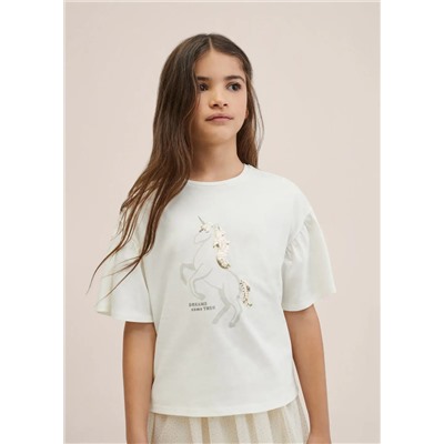 Camiseta estampada detalle lentejuelas -  Niña | MANGO OUTLET España