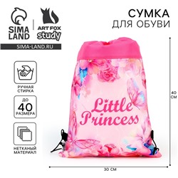 Мешок для обуви Little princess, нетканое полотно, размер 30×40 см