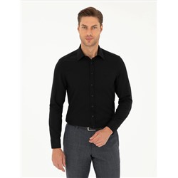 Black Slim Fit рубашка с длинным рукавом Amelor