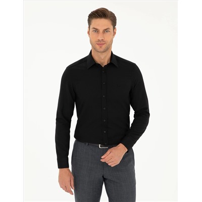 Black Slim Fit рубашка с длинным рукавом Amelor