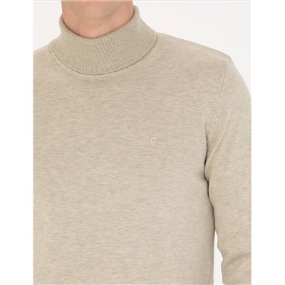 Песчанный меландж Slim Fit Fisherman воротник базовый трикотажный свитер