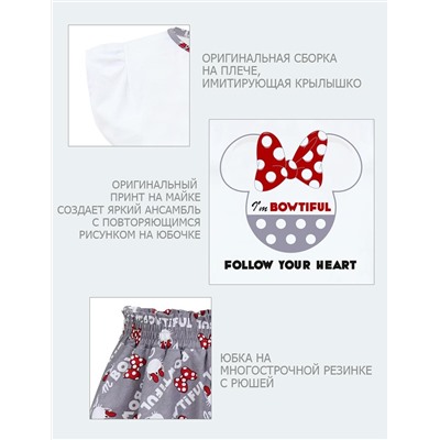 Костюм для девочки KETMIN КОКЕТКА BOWTIFUL цв.Серый (Футболка/Юбка)