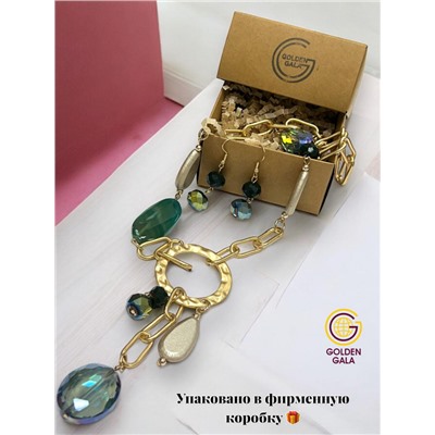 Цепь с натуральными камнями + серьги в подарок. Авторская работа АБ1/2