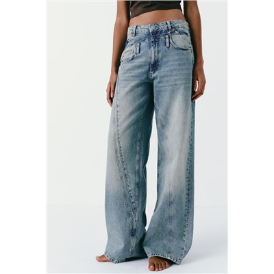 JEANS TRF WIDE LEG TIRO MEDIO DECONSTRUIDO