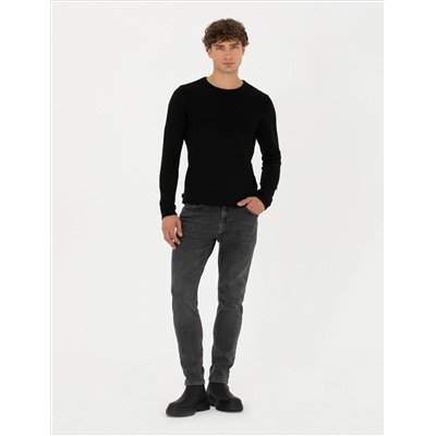 Black Slim Fit Bike Yaka Knitwear свитер