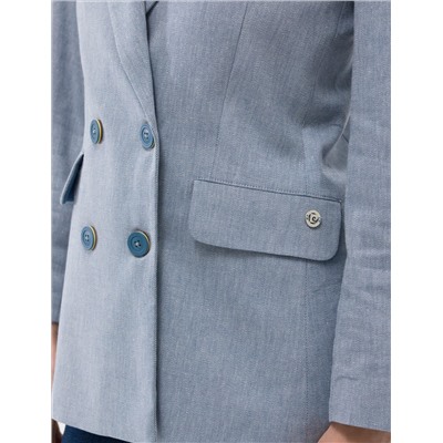 Blue Linen Lixed Cruve Jacket