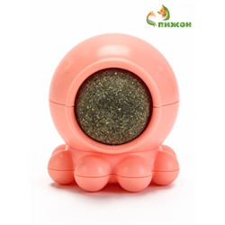 Игрушка для кошек из кошачьей мяты "Осьминог" на основании, 5 х 4 см, розовая
