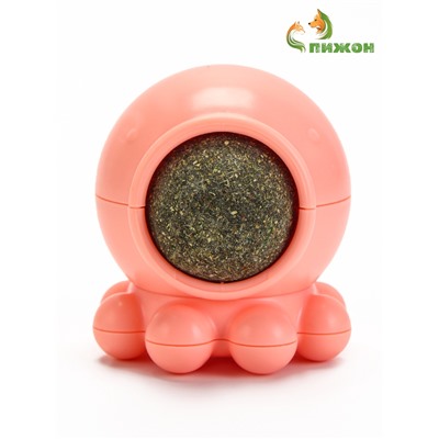 Игрушка для кошек из кошачьей мяты "Осьминог" на основании, 5 х 4 см, розовая