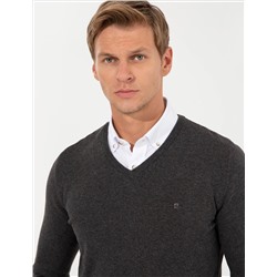 Серый меландж Slim Fit v Yaka Basic Knitwear Kazakh