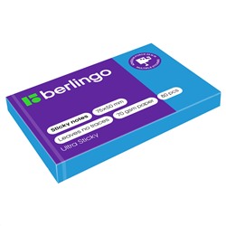 Самоклеящийся блок Berlingo "Ultra Sticky", 50*75мм, 80л., синий неон