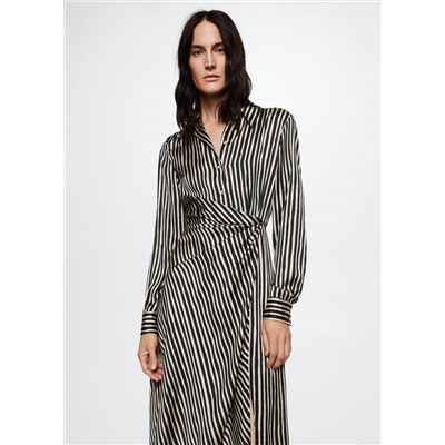 Vestido rayas satinado -  Mujer | MANGO OUTLET España