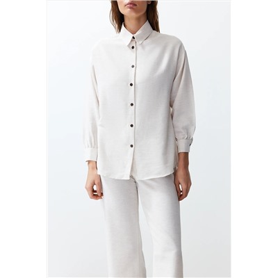 Ecru Linen выглядящее плетение рубашки-пантолоновое набор Twoss24au00065