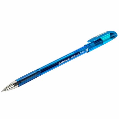 Ручка гелевая BRAUBERG "Profi-Gel TONE", СИНЯЯ, линия письма 0,4 мм, стандартный наконечник 0,5 мм, тонированный корпус, 144128