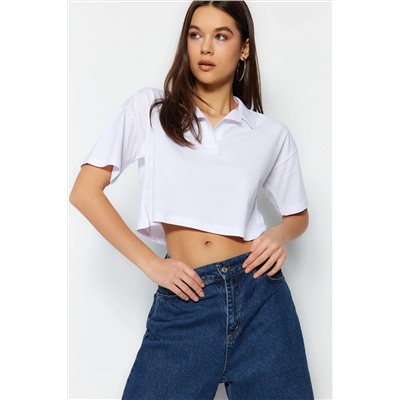 Белая 100 %хлопок расслабленная/наличия плесени Polo Polo Yaka Funtting футболка Twoss22ts0241