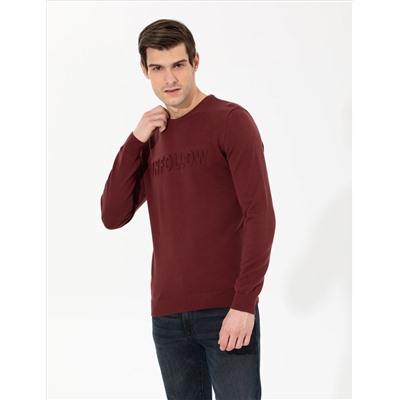 Bordeaux Slim Fit Bike Yaka Knitwear Свитер