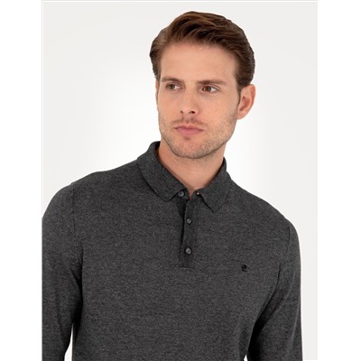 Anthracit Melanj Slim Fit Polo воротниц Основной вязаный свитер