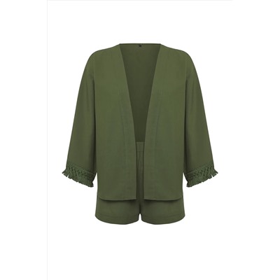 Khaki Plaining 100 %хлопковые кисточки Kimono Short Beach Tool TBESS25AU00017