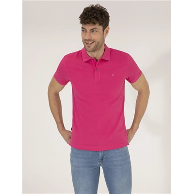 Pink Slim Fit Polo Yaka Basic T -For