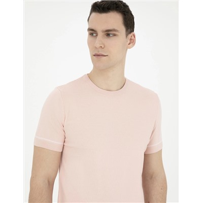 Светло -розовый Slim Fit Bike Yaka Triko T -For