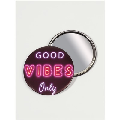 Зеркало карманное Good vibes, d=7 см, PVC - коробка, чёрное