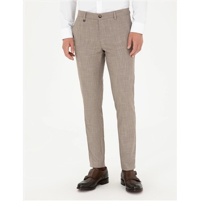 Бежевый бывший. Тканевые штаны Slim Fit