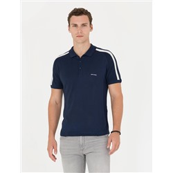 Яготая синяя кнопка подгонки с Polo Yaka Knitwear T -Fork