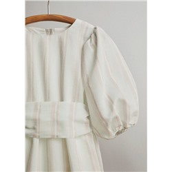 Vestido rayas manga abullonada -  Niña | MANGO OUTLET España