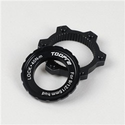 Адаптер тормозного диска (ротора) Six-hole (6 болтов) под крепление втулки Centerlock hub. TOOPRE CLDA-01 Комплект адаптер+ чашка. Черный