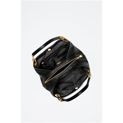 Bolso de piel - 
Negro