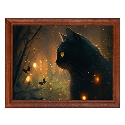 POSG-0267 Постер в рамке 23x17см Кот и бабочки