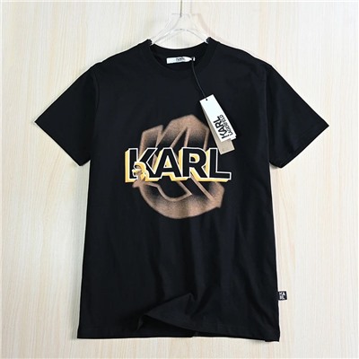 Дышащая хлопковая футболка со смещенным рисунком KARL LAGERFEL*D ОРИГИНАЛ!