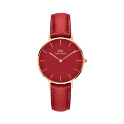 Reloj de cuarzo de piel Petite Suffolk - 32 mm - Rojo y dorado