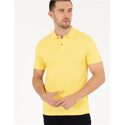 Светло -желтый стройный посадка Polo yaka basic t -красавица