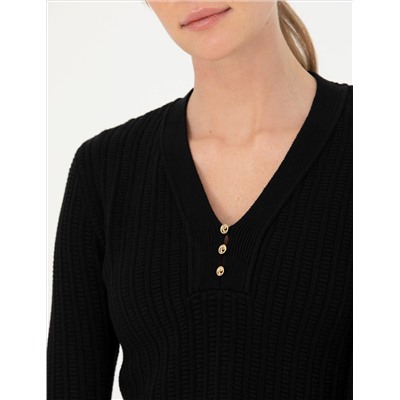 Black Ex Slim Fit V -neck Sweater