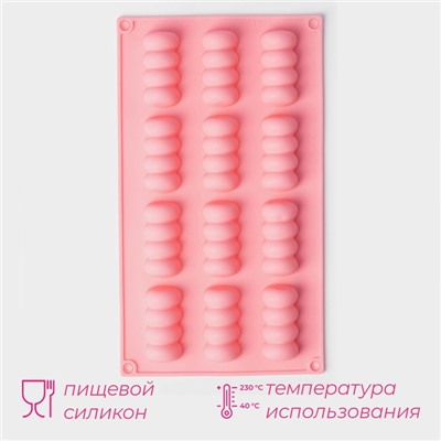 Форма для выпечки Доляна «Сладости. Бабл», силикон, 12 ячеек, 28×16×2 см, цвет розовый