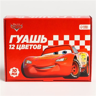 Гуашь 12 цветов по 10 мл, «Тачки»
