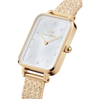 Reloj de cuarzo de acero Quadro 20 x 26 mm - Plateado y blanco